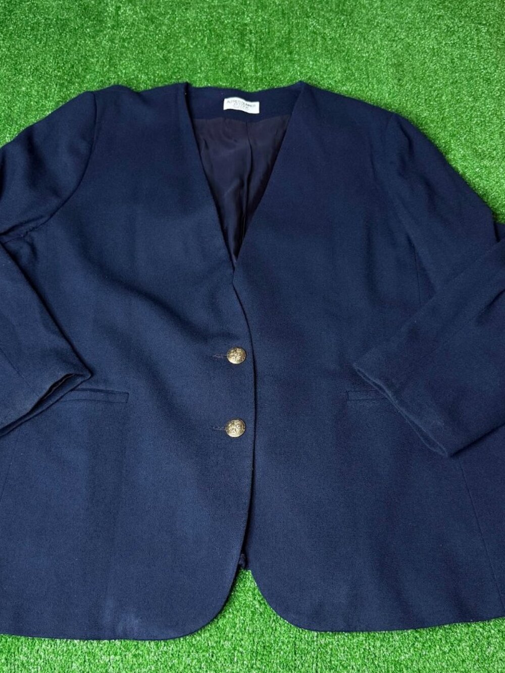 Vintage Alfred Dunner 100% Wool Navy Blazer Jacket Dark Academia Plus 24W USA